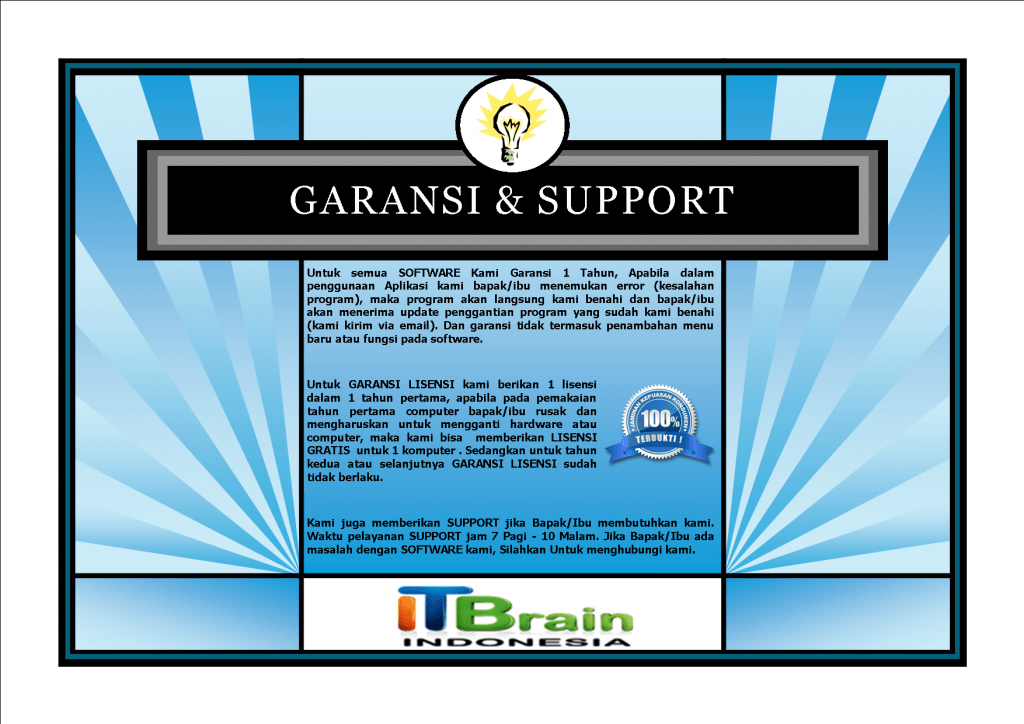 Garansi dan Suppoert software toko mudah