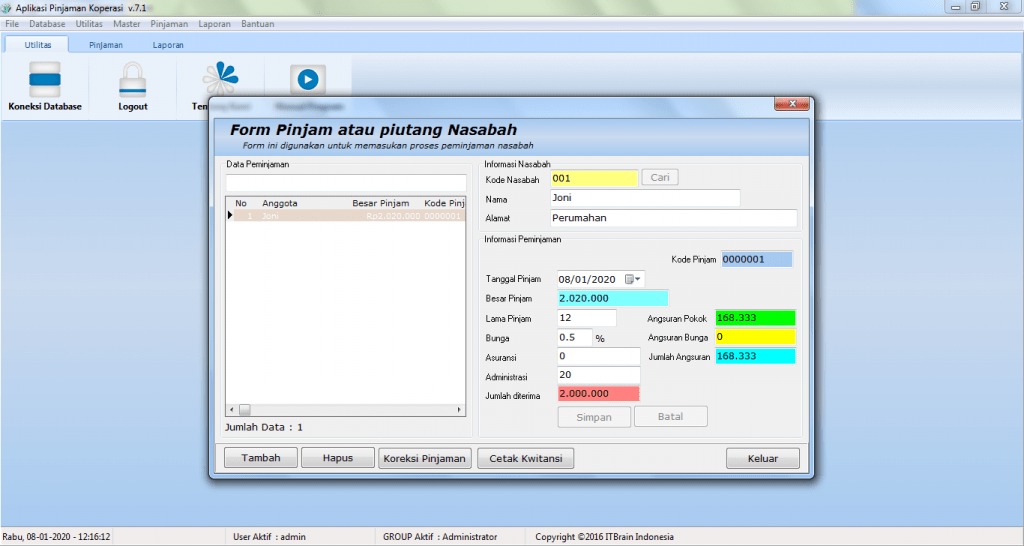 Administrasi Koperasi Pinjaman Anggota